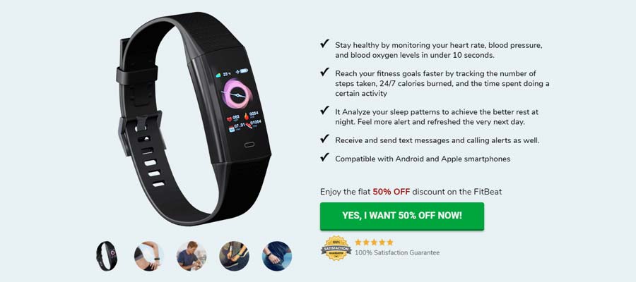 FitBeat Smart Watch Fitness Tracker Band